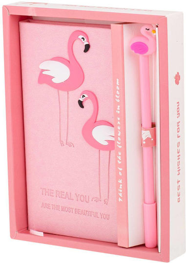 Gift Set Kids Flamingo Notebook Faux Leather Finish + Flamingo Pen