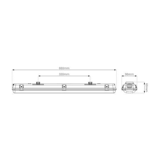 Hermetische Leuchte 2x60cm LED-Leuchtstofflampe