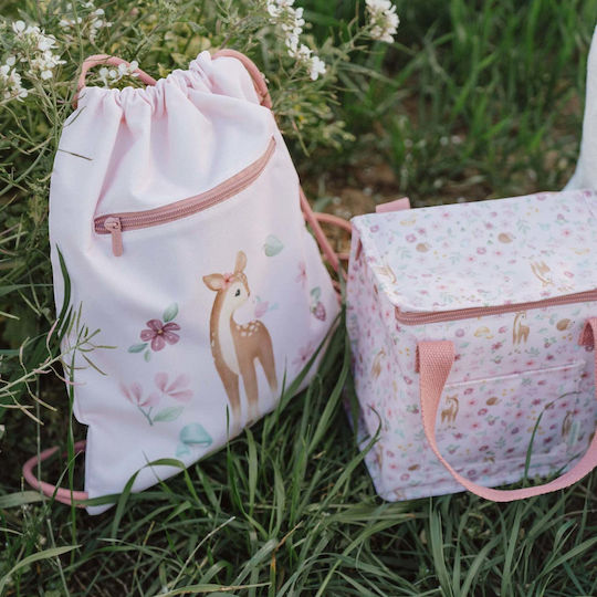 Little Dutch Fairy Garden Σχολικό Ισοθερμικό Τσαντάκι Φαγητού Χειρός Ροζ 20x12x21.5cm