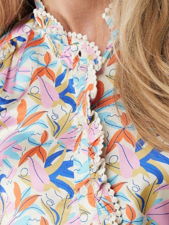 Κοντομάνικο Γυναικείο Πουκάμισο Multicolor Floral