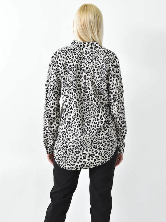 Langärmelig Damen Hemd Black Druck