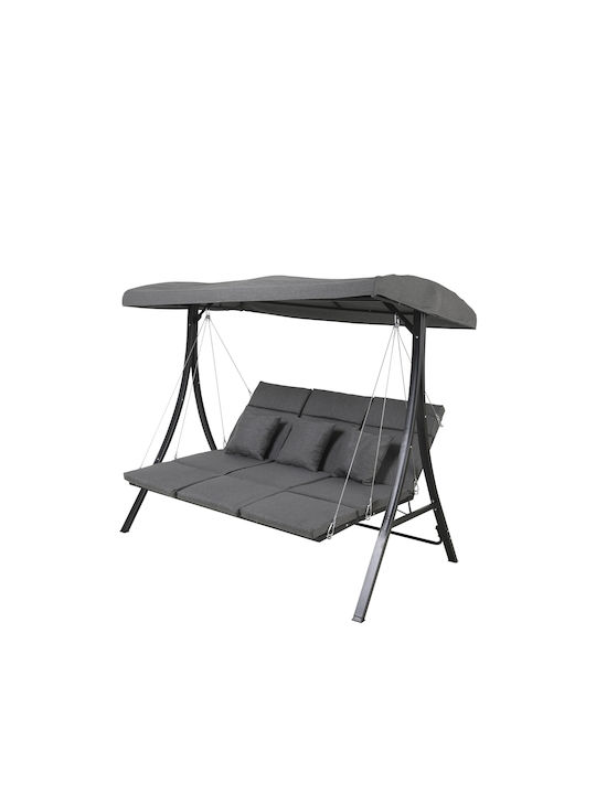 Lesli Leagăn cu Bază 3 Locuri Aluminiu L200xW114.5xH168cm Gri Lesli Leagăn cu Bază 3 Locuri Aluminiu L200xW114.5xH168cm Gri