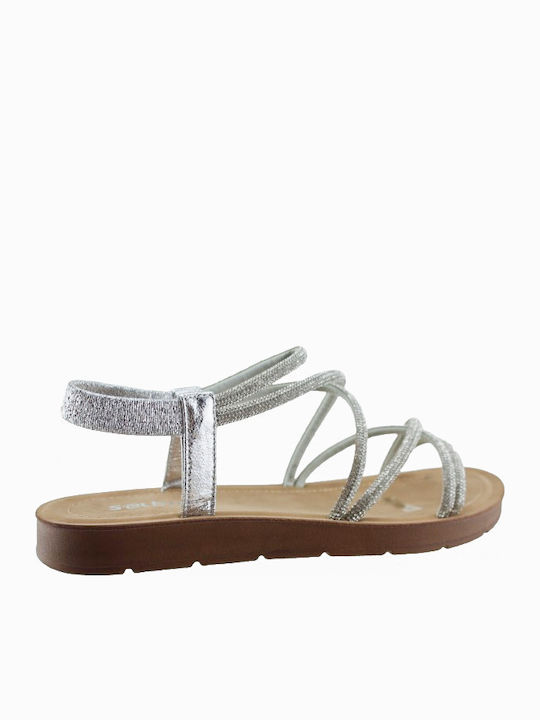 Women's Flat Sandals in Silver Color