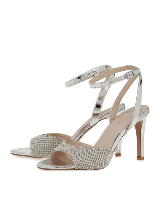 Sandalen mit Strass Silber