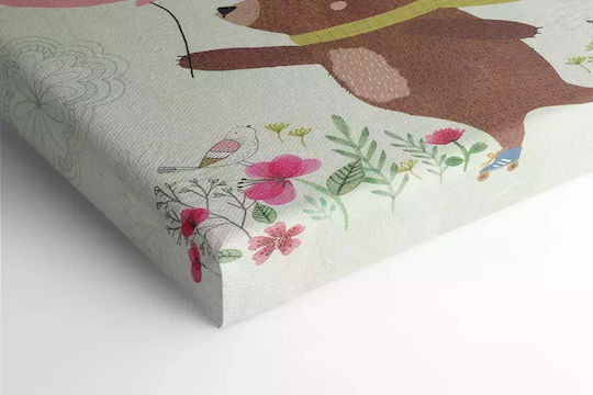 Kids Canvas Wall Painting Floral With Animal 130x95cm