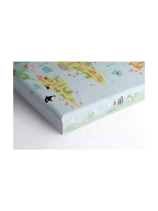 Kids Canvas Wall Painting Map With Animals 65x95cm