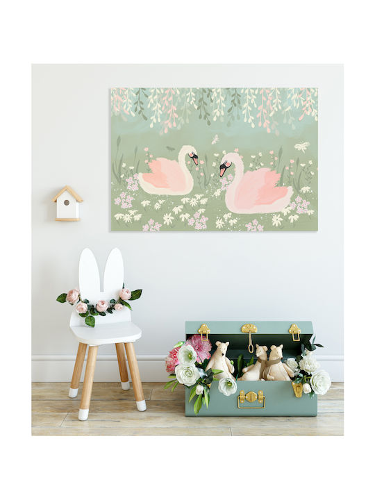 Kids Canvas Wall Painting Swans 65x95cm