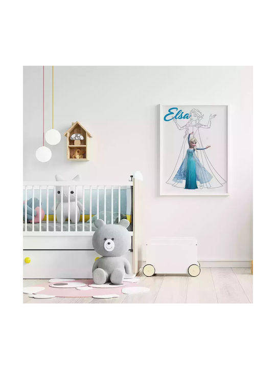 Παιδικό Κάδρο Princess Elsa με Μαύρη Κορνίζα από Ξύλο 21x30εκ.