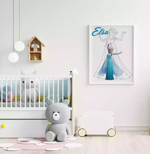Παιδικό Κάδρο Princess Elsa με Μαύρη Κορνίζα από Ξύλο 21x30εκ.