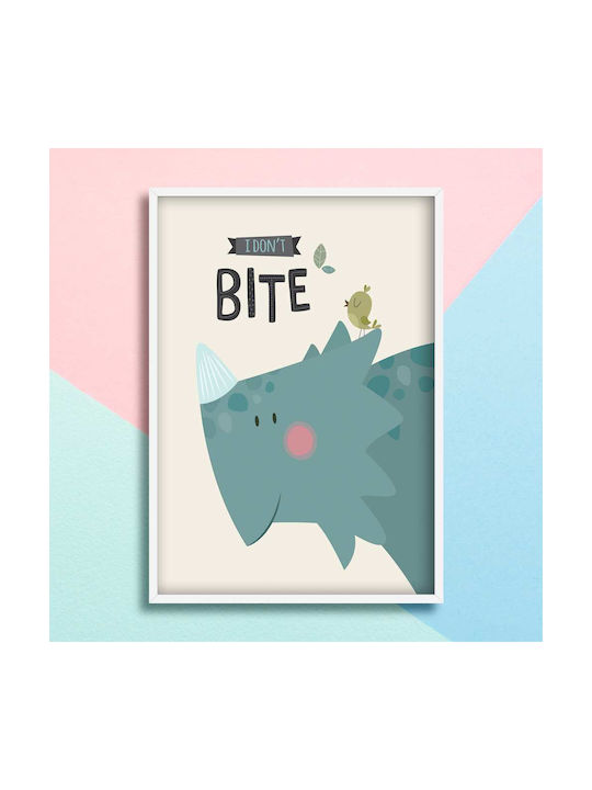 Kids Framed Canvas Wall Painting Dinosaur 32x32cm
