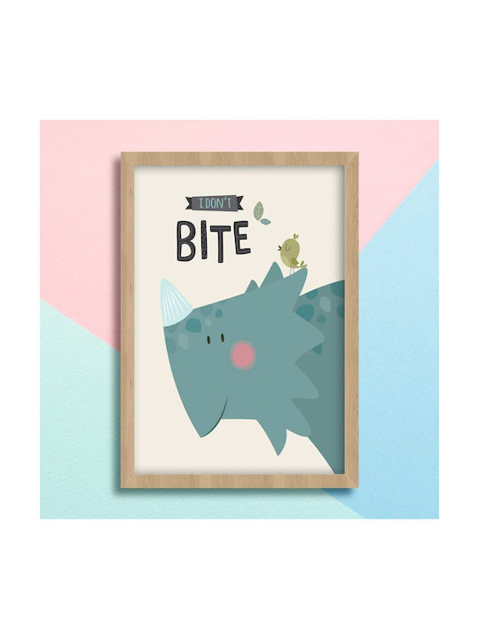 Kids Framed Canvas Wall Painting Dinosaur 32x32cm