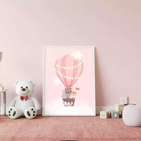 Kids Framed Wall Painting Hot air balloon 30x40cm