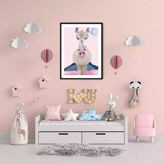 Kids Framed Plastic Wall Painting Alpaca 21x30cm