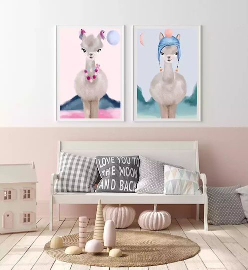 Kids Framed Plastic Wall Painting Alpaca 21x30cm