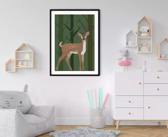 Kids Framed Plastic Wall Painting Reindeer 21x30cm