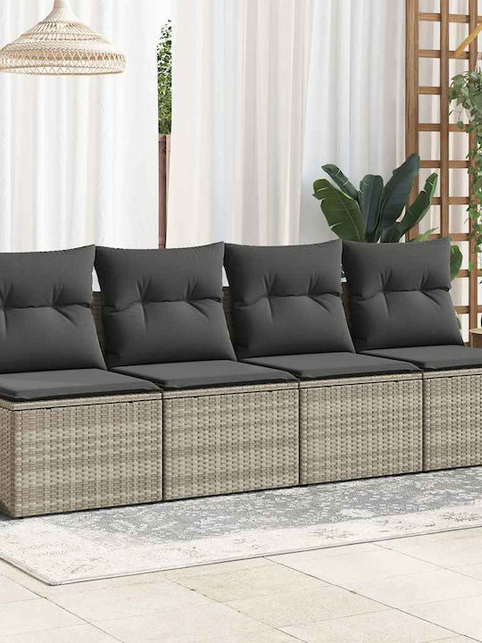 Two-Seater Outdoor Rattan Sofa with Cushions 55x55x69cm