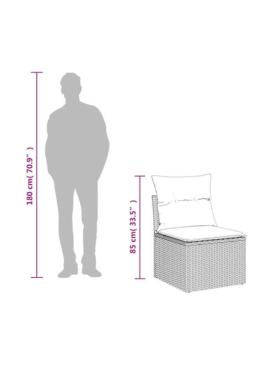 Two-Seater Outdoor Rattan Sofa With Cushions 55x55x69cm
