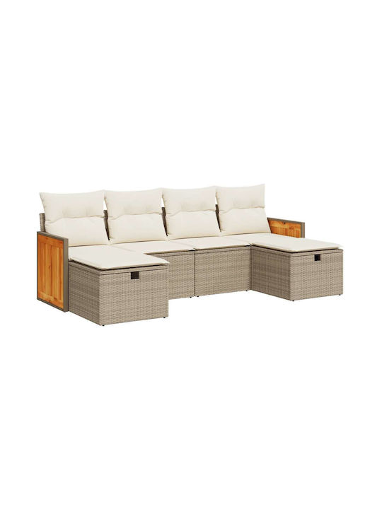 Corner Outdoor Sofa Rattan with Chest and Cushions 55x55x69cm