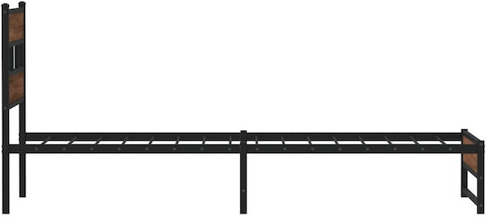Халф Легло Дървено Кафяво с Дъски за Матрак 107x203см