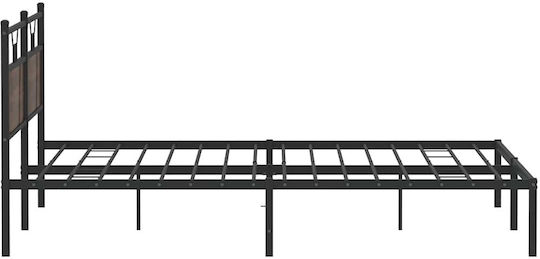 King Size Holzbetten Braune Eiche mit Lattenrost für Matratze 193x203cm