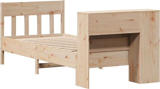 Einzelbett aus massivem Holz Braun mit Lattenrost für Matratze 75x190cm