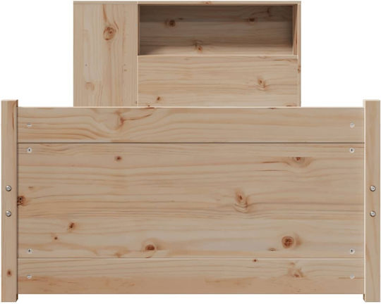 Pat Single Din Lemn Masiv Maro Cu Plăci Potrivit Pentru Saltea 75x190cm
