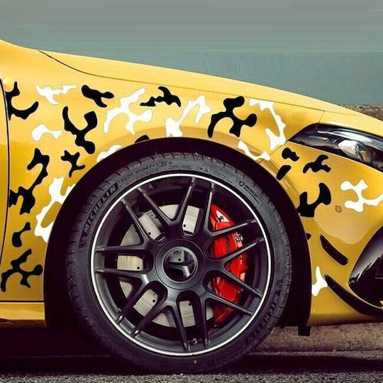 Set 2 Adhesive Tuning Stickers In Two Colors "paint Stains" Design Size 97 X 47 Cm Color Black + White