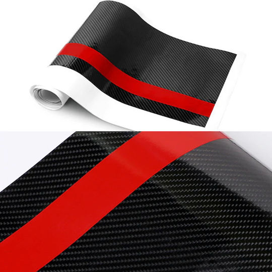 Adhesive Sticker Tuning Model "rally Stripe Carbon 3d" Size 140 X 17 Cm Color Black Red