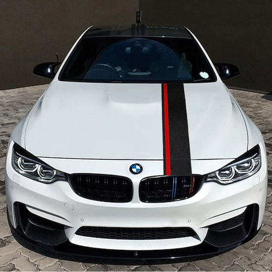 Adhesive Sticker Tuning Model "rally Stripe Carbon 3d" Size 140 X 17 Cm Color Black Red