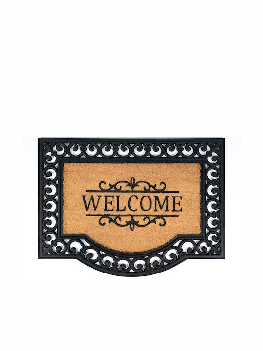 Sdim Entrance Mat made of Coir with Anti-slip Backing Impala 002 Welcome Brown-Black 60x80cm Thickness 20mm