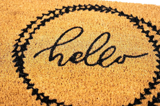 Sdim Covor de Intrare din Cocos cu Suport Antiderapant E-Coco 002 Hello Maro 40x60buc Grosime 15mm