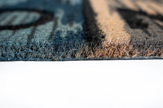 Sdim Fußmatte aus Kokosnussfasern mit rutschfester Unterlage Ruco Style 004 Woodpanel Home Blau 45x75cm Dicke 15mm