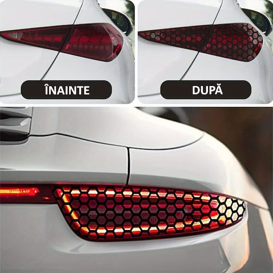 Set 2 Adhesive Cut Sheets Decorating Car Taillights Size 2 X 48 X 30cm Colour Matte Black Model Honeycomb