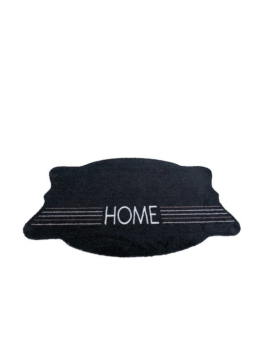 Sdim Entrance Mat Oval Carpet with Anti-slip Backing 003 Black 50x75cm