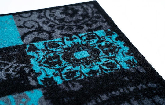 Sdim Fußmatte Teppich mit rutschfester Unterlage Ambiance 913 Patchwork Turquoise 50x75cm