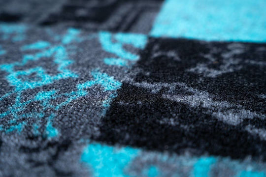 Sdim Fußmatte Teppich mit rutschfester Unterlage Ambiance 913 Patchwork Turquoise 50x75cm