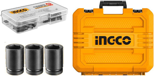 Ingco Set Impact Drill Driver & Impact Driver Brushless 20V with 2 Batteries 2Ah and Case