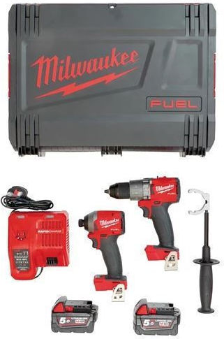 Milwaukee M18 FPP2A2-502X Σετ Κρουστικό Δραπανοκατσάβιδο & Παλμικό Κατσαβίδι 18V με 2 Μπαταρίες 5Ah και Θήκη