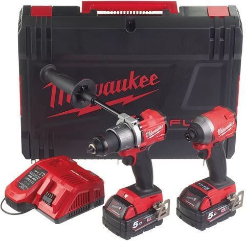 Milwaukee M18 FPP2A2-502X Σετ Κρουστικό Δραπανοκατσάβιδο & Παλμικό Κατσαβίδι 18V με 2 Μπαταρίες 5Ah και Θήκη
