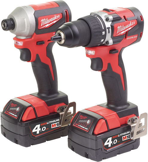 Milwaukee M18 BLPP2A2-502X Set Șurubelniță cu impact & Mașină de găurit Brushless 18V cu 2 baterii 5Ah și husă