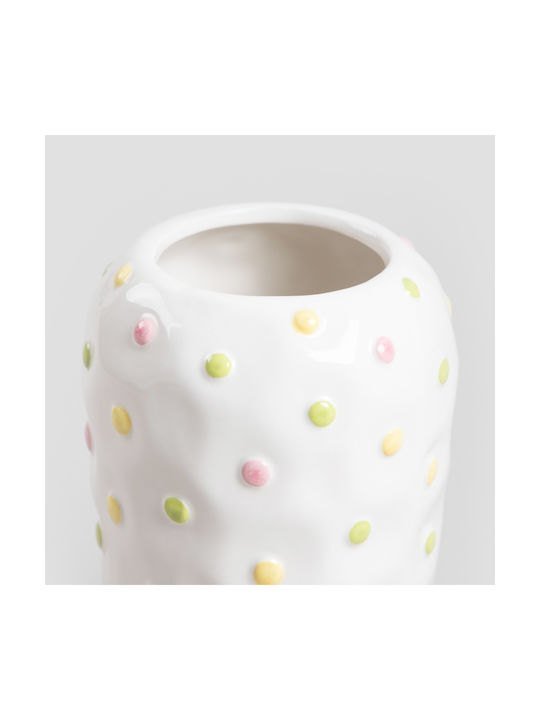 Homla Dekorative Keramikvase Weiß 12xH20cm