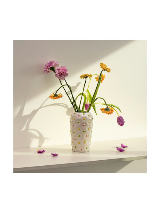 Homla Dekorative Keramikvase Weiß 12xH20cm