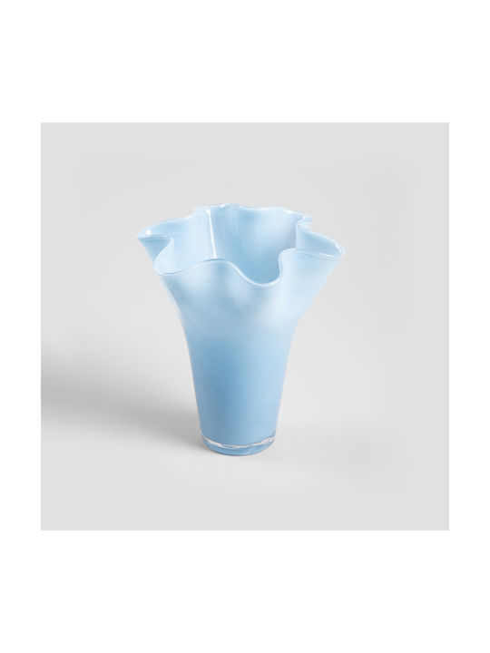 Homla Διακοσμητικό Βάζο Γυάλινο Modern Hamptons Μπλε 19xΥ22.5cm
