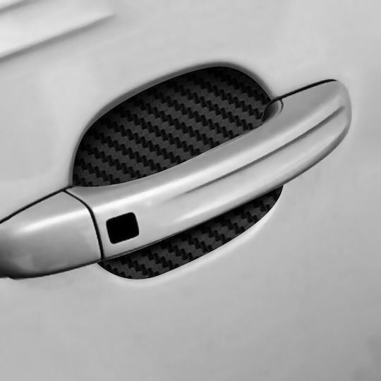 Satz von 4 Kratzschutz-Türgriffabdeckungen in 3D schwarzem Carbon-Vinyl