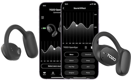 Tozo OpenEgo Offenes Ohr Bluetooth-Freisprecheinrichtung Kopfhörer mit Schweißresistenz und Ladeetui Schwarz