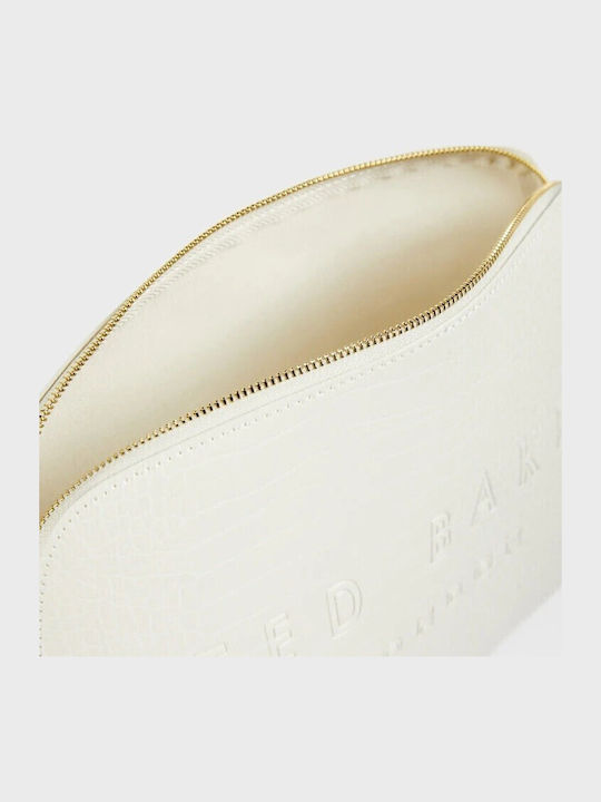 Голяма бяла тоалетна чанта Ted Baker Crocana Nude Croc S253576