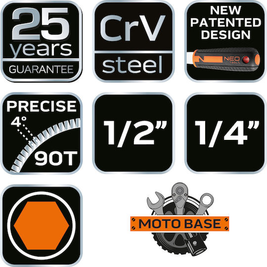 Neo Tools Καστάνια με Καρυδάκια 1\4" & 1\2" 94τμχ