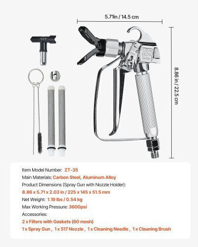 Vevor Airless Πιστόλι Βαφής Άνω Δοχείου