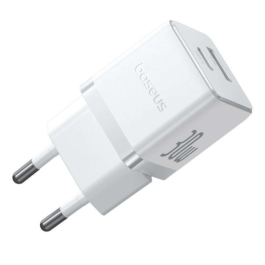Baseus Ladegerät ohne Kabel mit USB-A Anschluss und USB-C Anschluss 30W Weißs (Palm)