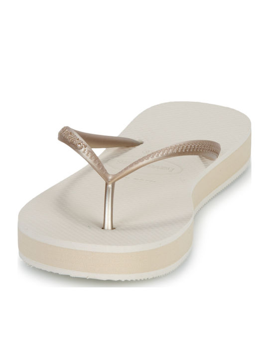 Slim Flatform Flip Flops In Gold Colour